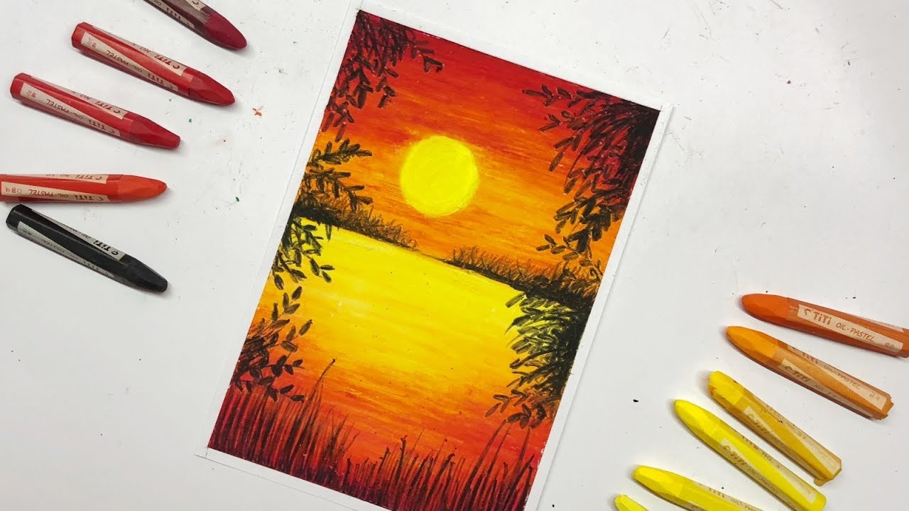 Gradasi Warna Langit Senja Dengan Crayon Moa Gambar