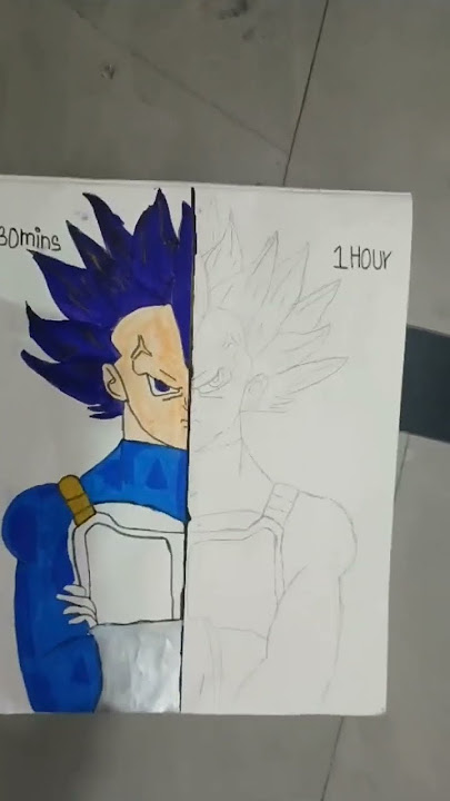 Drawing ✨VEGETA ULTRA EGO✨30mins vs 1hour😱😈#shorts #drawing