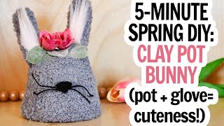 Clay Pot Bunny Decor / Tiered Tray Bunny / No Sew Bunny Made from Glove and Flower Pot