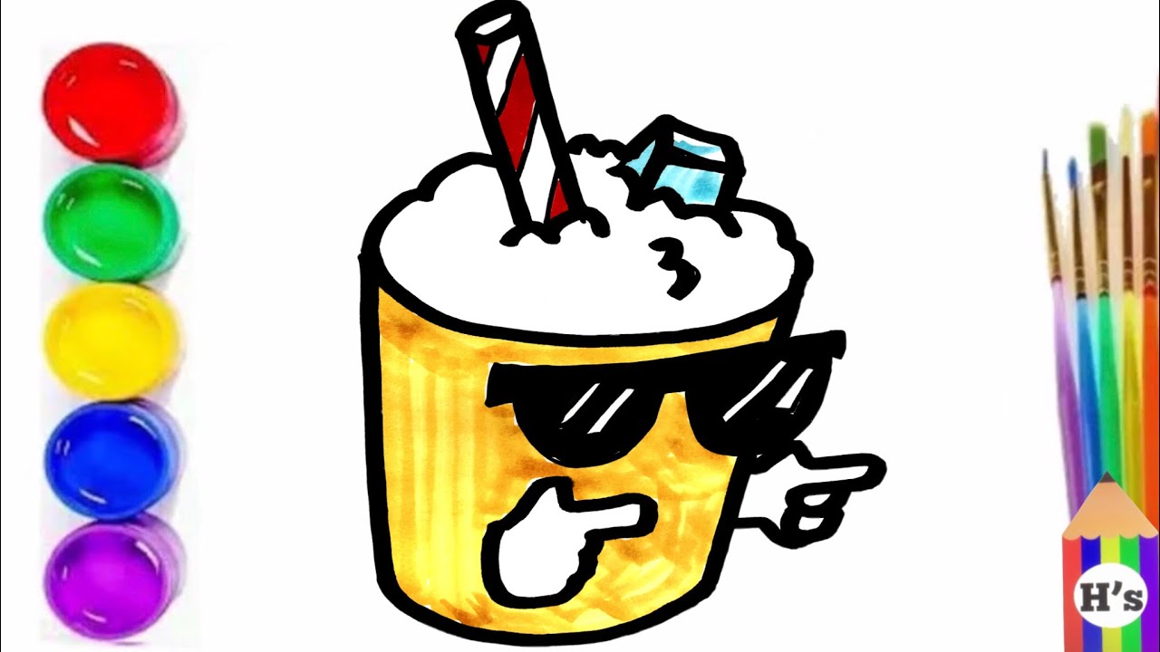 Stakan Rasm How To Draw a Cute Cool Cup | Bolalar uchun yoqimli salqin stakan rasm ...