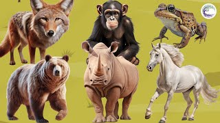 Love The Life Of Cute Animals Around Us: Bear, Fox, Monkey, Horse, Frog, Rhino