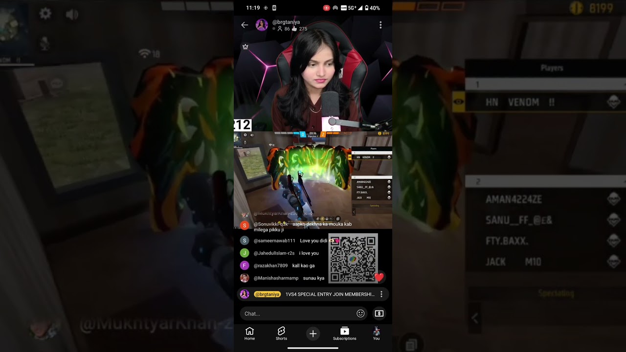 Joined streamer girl's room for 1v4😭😭 