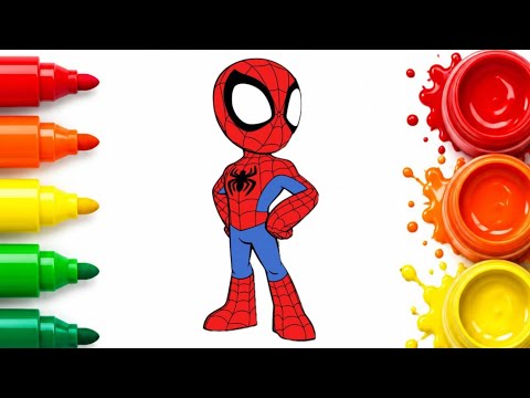 🕷️🕸️How To Draw Spider-Man 🕷️🔴 Easy Spider-Man Drawing & Coloring For Kids | Glowing Colors Studio