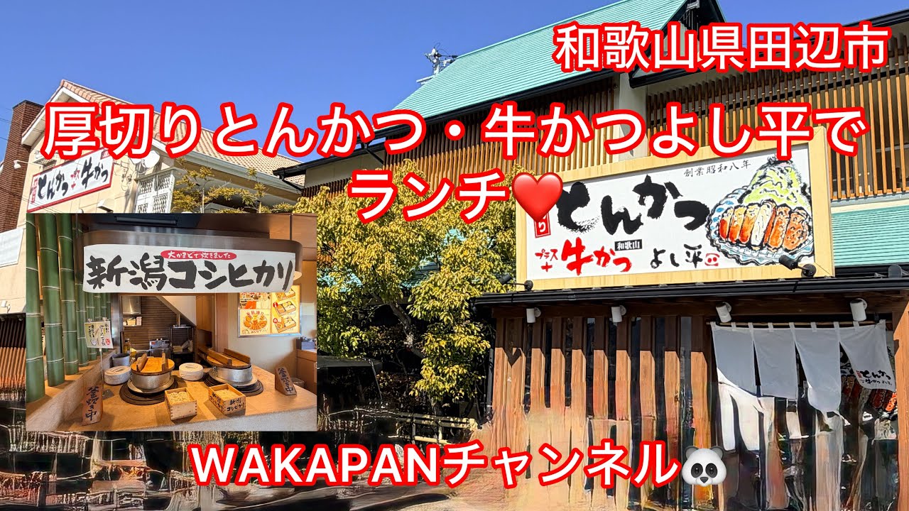 和歌山県田辺市　厚切りとんかつ・牛かつよし平でランチ❤️WAKAPANチャンネル🐼