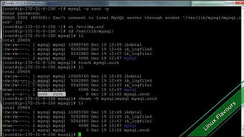 ERROR 2002 (HY000): Can't connect to local MySQL srever through socket '/var/lib/mysql/mysql.sock'