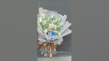 DIY buket uang 10 lembar & boneka #shorts #bouquet @annisaaldivaannisa_craft2454