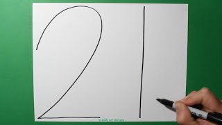 Daily Line Illusion #284 / Number 21 3D Pattern / Satisfying Spiral Drawing / Art Therapy