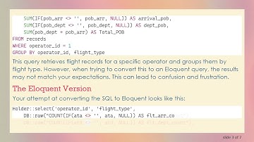 How to Properly Convert SQL Queries to Eloquent in Laravel: A Guide to Smooth Transition
