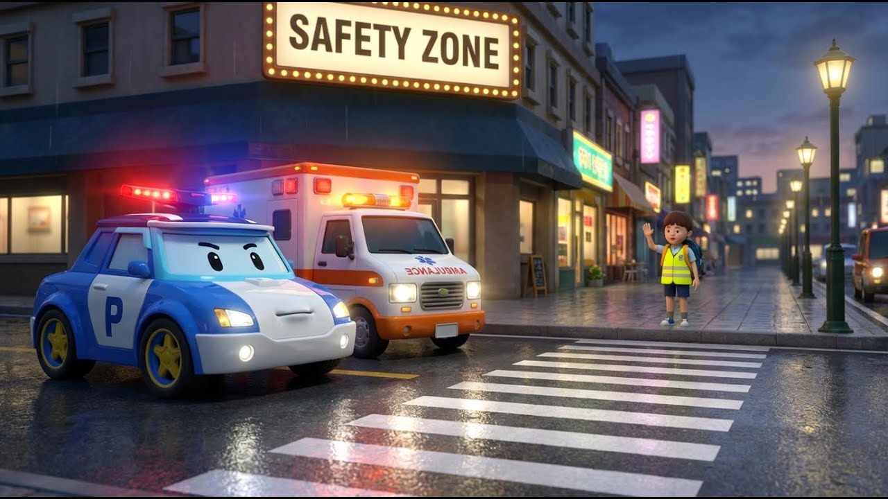 Robocar Poli: The Dangerous School Crossing Rescue! 🚦 | Road Safety & Night Visibility Lessons