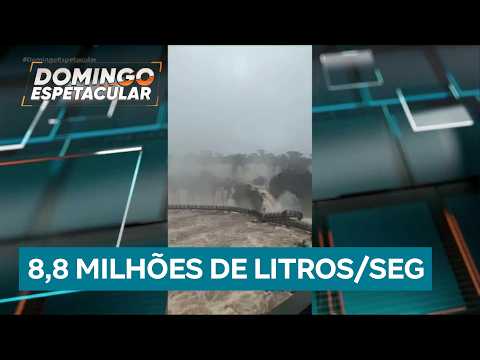 Iguaçu Falls walkway closed after water flow reaches nearly six times the normal level