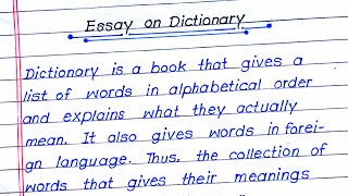 Short Essay on Dictionary | Essay on Dictionary