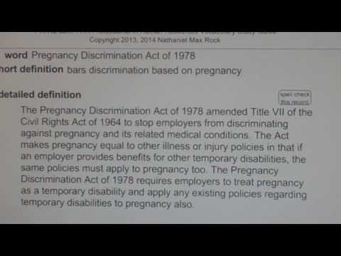 Pregnancy Discrimination Act of 1978 PHR SPHR Human Resources License Exam PHRPass.com