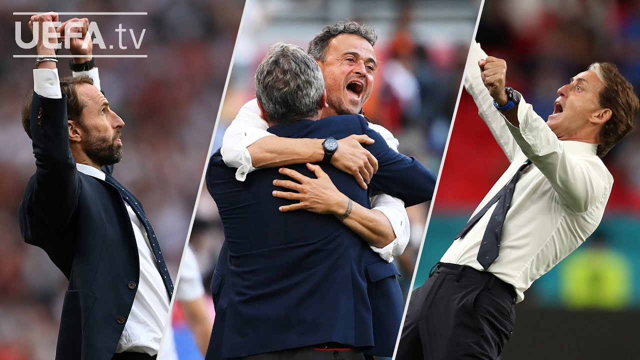 SOUTHGATE, LUIS ENRIQUE, MANCINI | Bench Cam celebrations: Quarter-finalists