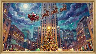 Christmas Santa Over Rockefeller Center | Framed Art TV Wallpaper 4K | Oil Painting | 2 Hours screenshot 5