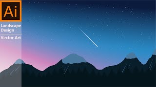 Mountains Vector Illustration [Adobe Illustrator Tutorial] Guide