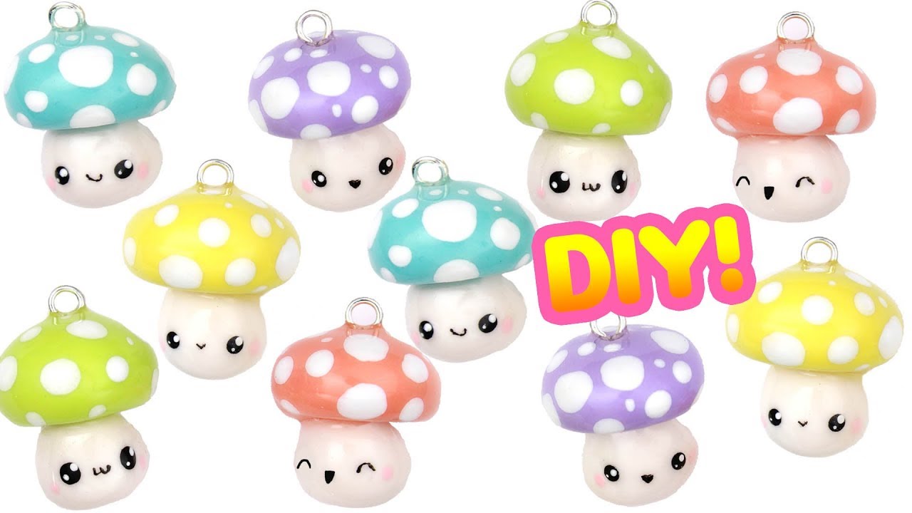 DIY sanrio charms with mushroom hats! Polymer clay tutorial 