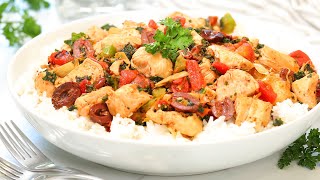 Mediterranean Chicken & Rice | 20 Minute Dinner Idea | Healthy + Easy Recipes