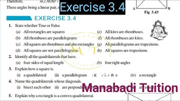 8th class maths| Chapter 3| Understanding Quadrilaterals| Exercise 3.4|with notes|