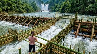 90 Days Building A Giant Fish Trap In The Mountain River And Catching Fish Using Natural Methods
