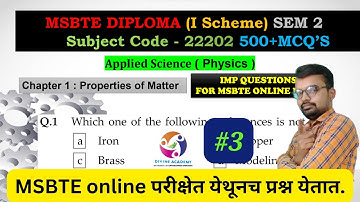 MSBTE Applied Science physics 22202 IMP McQ | Chapter 1 | Semester 2 | Properties of matters 3