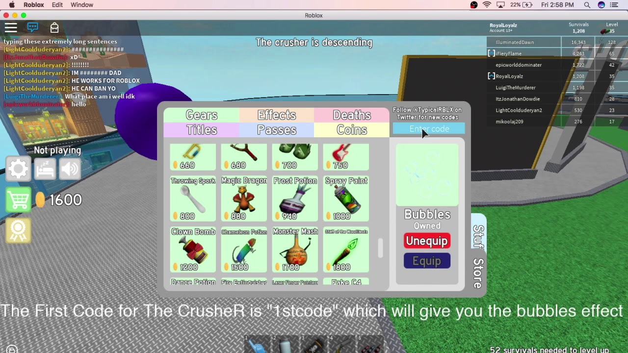 Roblox The Crusher Code Youtube - code how to get the cymbals in the crusher roblox