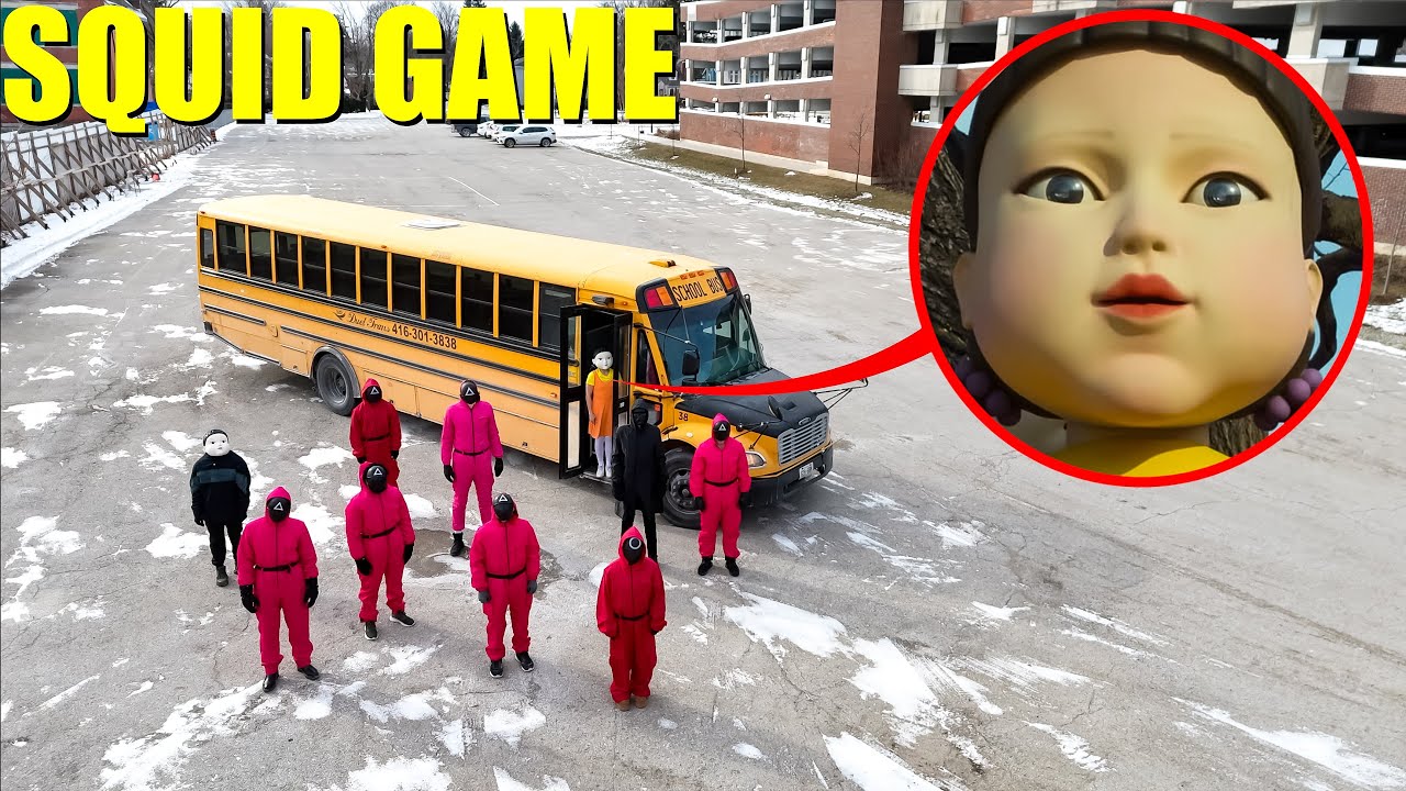 ⁣I CAUGHT THE SQUID GAME DOLL SCHOOL BUS IN REAL LIFE! (THEY CAPTURED US)