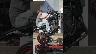 Learn Motorcycle Wheelies Safely With This Crazy Setup! #shorts