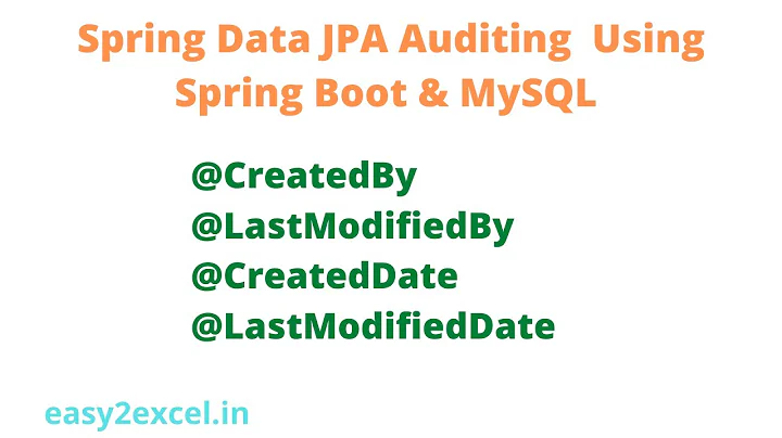 Auditing with Spring Data JPA | JPA Auditing  CreatedBy CreatedDate ModifiedBy ModifiedDate