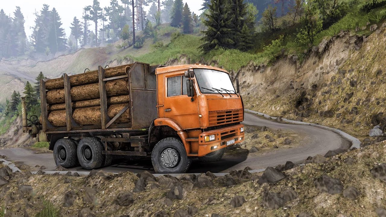 Камаз на шоссейной резине, от перегруза выдавило масло из двигателя ...