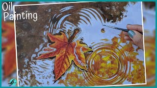 HOW TO PAINT AUTUMN LEAF I OIL PAINTING TIME LAPSE I How to Paint Fall LEAF I Autumn leaf painting