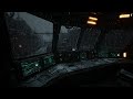 Hyper-Realistic Ship Bridge with Snowy Industrial City and Relaxing Rain & Thunderstorm Sounds