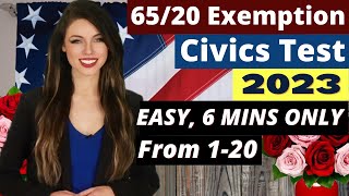 2023 Official 65/20 Exemption: 20 Civics Test Questions US Citizenship, USCIS, 65 20 Naturalization screenshot 5