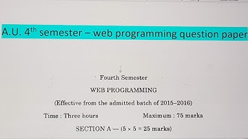 Au 4th sem web programming question paper || BCA previous year question paper || #4th semester AU