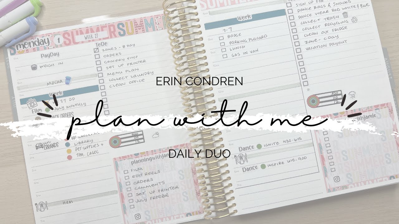 ERIN CONDREN DAILY DUO PLAN WITH ME | WEEK AT A GLANCE | PLAN WITH ME ...