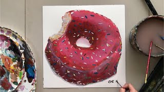 Donut with Sprinkles Acrylic Painting Tutorial by Che Navarro