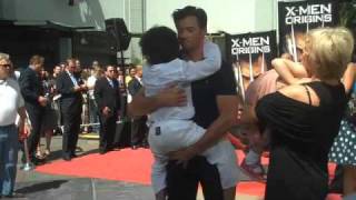 Hugh Jackman and kids at Hollywood Walk of Fame