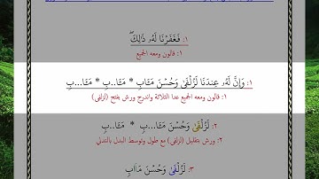 فغفرنا له ذلك وإن له عندنا لزلفى وحسن مآب 25 فائق البصري آيه مقسم إلى آيات العشر الصغرى الروايات فائ