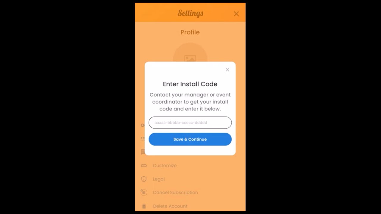 Enter install code for a trade show lead capture app | event manager ...