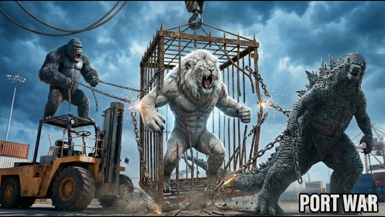 King Kong and Godzilla vs The Lion Man The Port Turns Into a Warzone