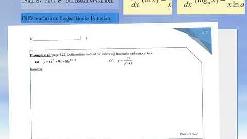M1 Chapter 4 Differentiation-P.4.7 Exponential and Logarithmic Function - Part 3