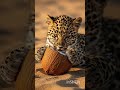 Woman feeds a leopard cub and waters a coconut tree 😭 #ai #crazy toy tv
