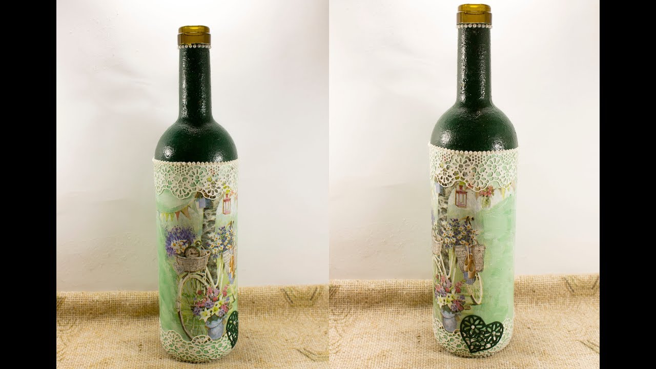 Diy 61 Decoupage On Wine Bottle For Valentine Day Gift Decoupage