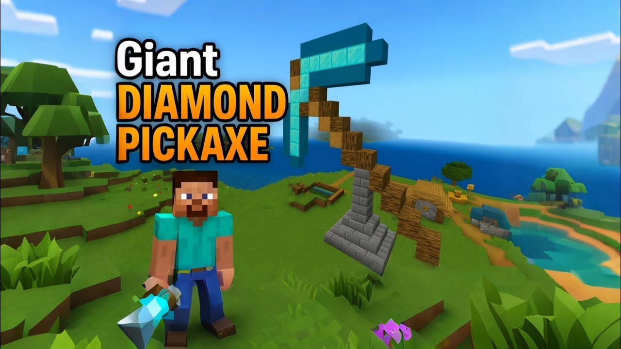 minecraft Mega Diamond Pickaxe Statue | Creative Build Idea!