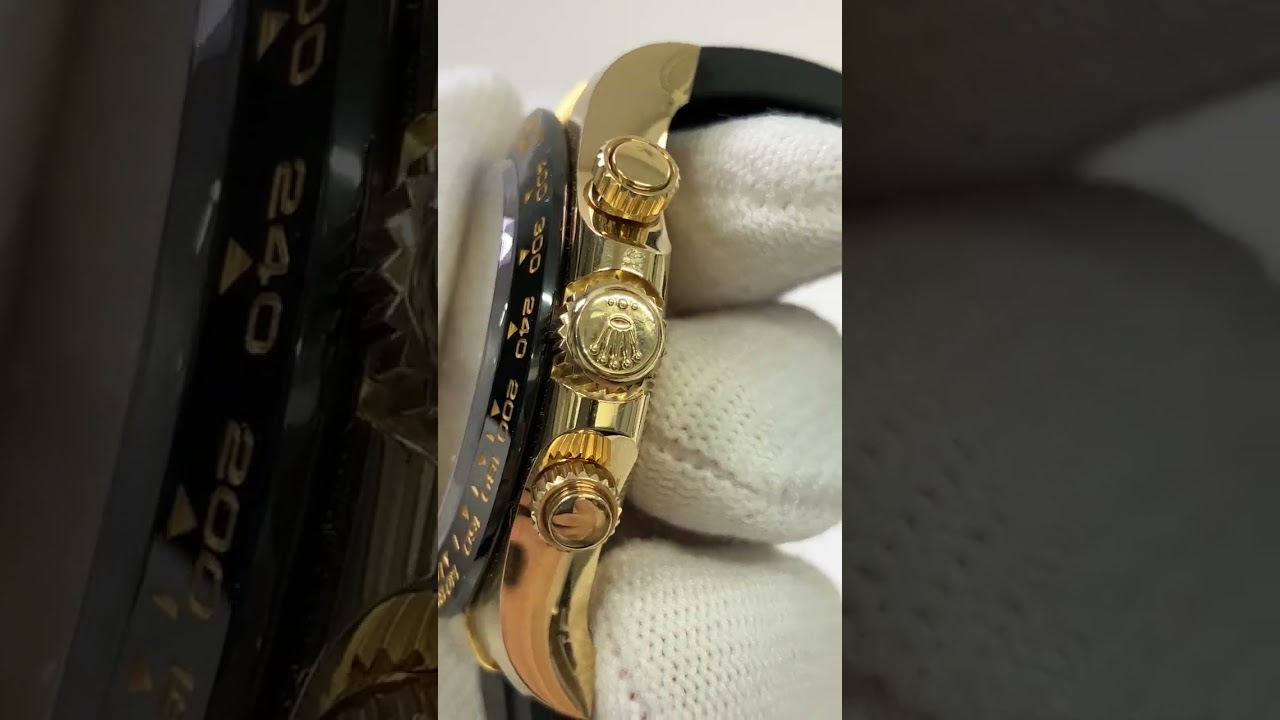 Rolex Daytona 40mm Champagne Dial with Black Sub Dials Ceramic Bezel RubberStrap YellowGold 116518LN