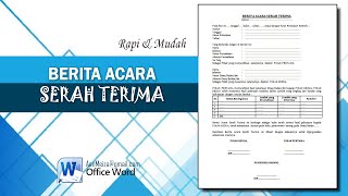 Contoh Berita Acara Serah Terima || BERITA ACARA