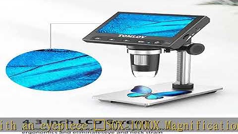 TOMLOV DM4 Coin Microscope 1000X with 4.3" Screen, 720P LCD Microscope with Metal Stand, 8 Adjustab