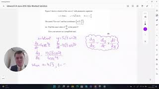Edexcel C4 June 2016 Q5a Worked Solution (Parametric Differentiation)