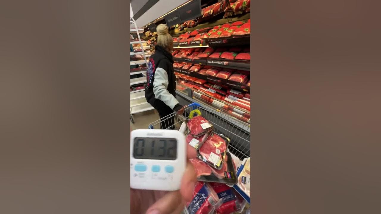 I gave her 3 minutes to fill up her cart if she can answer two Bible I gave her 3 minutes to fill up her cart if she can answer two Bible