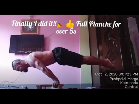 Planche Nepal (After 51 days: Finally I did it!! Full Planche for over 5 seconds)