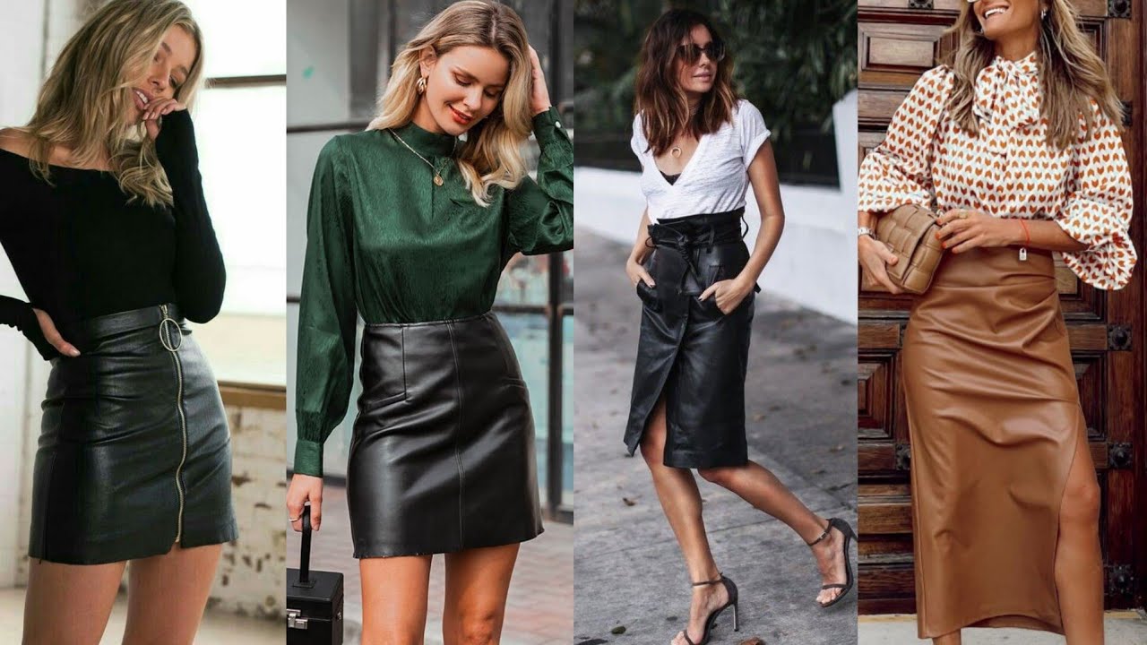 vintage and beautiful styles of leather office wear skirts designs ...